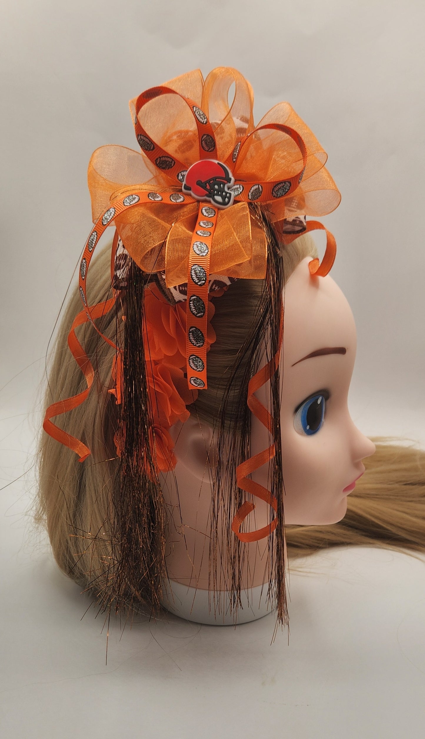Orange and Brown Footbal Theme Artisanal Headband