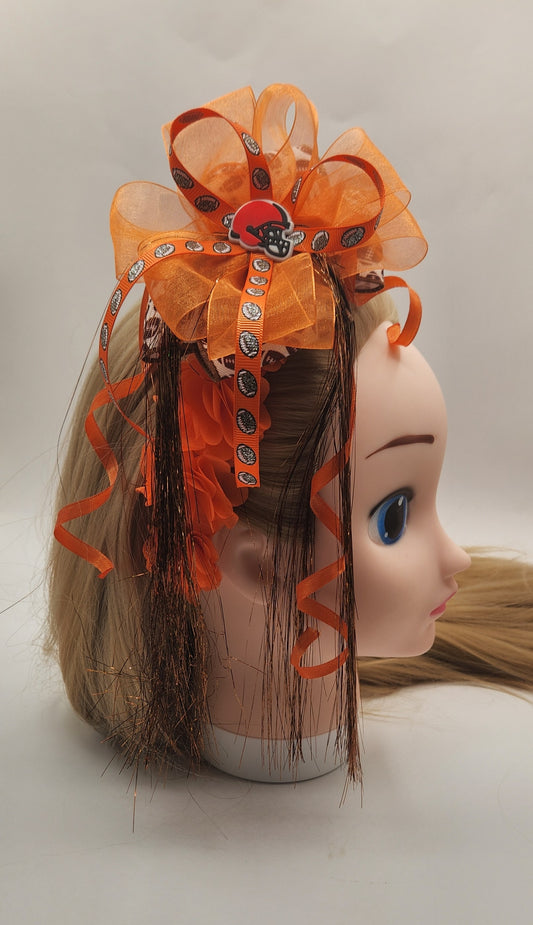 Orange and Brown Footbal Theme Artisanal Headband