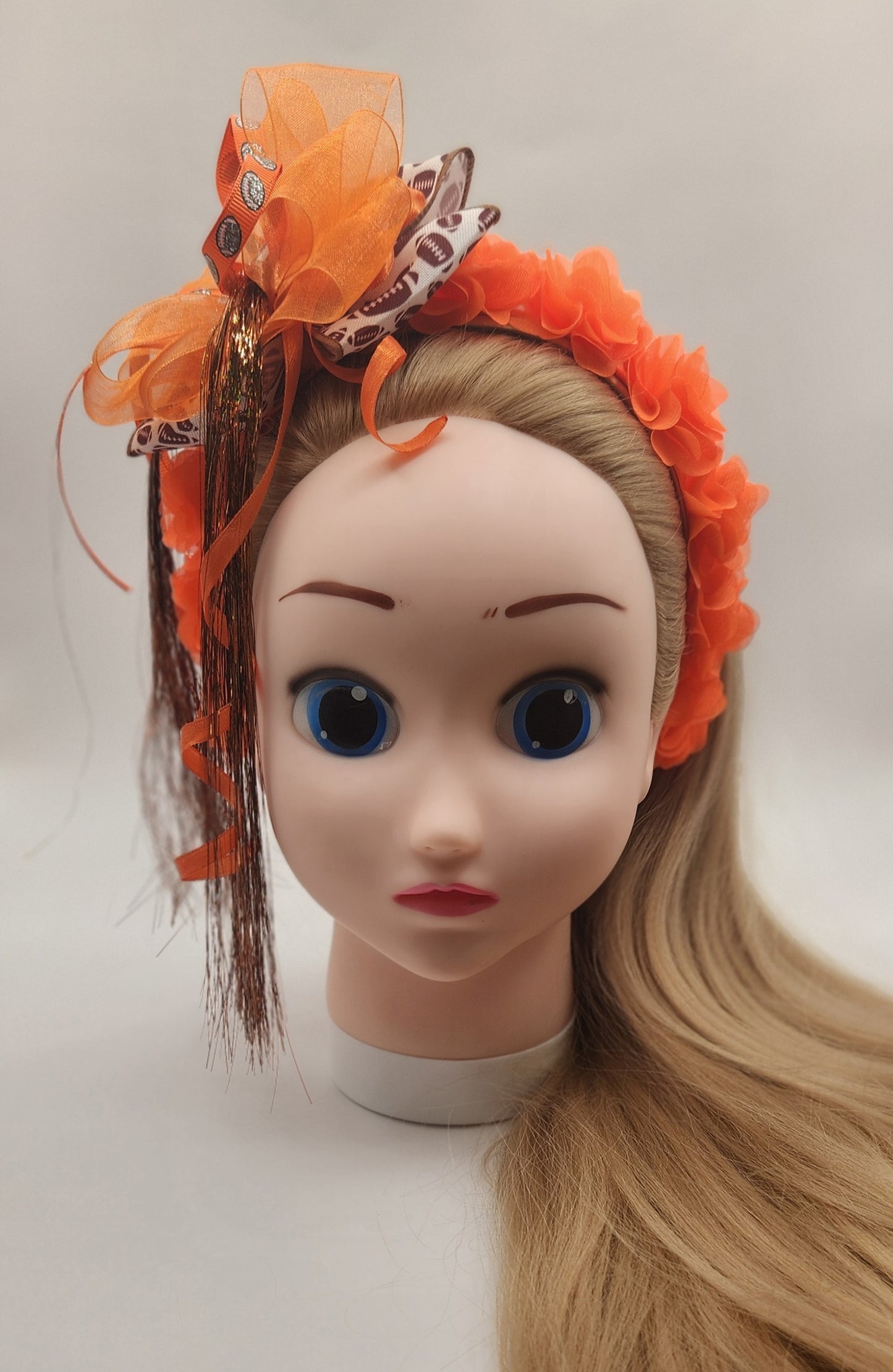 Orange and Brown Footbal Theme Artisanal Headband