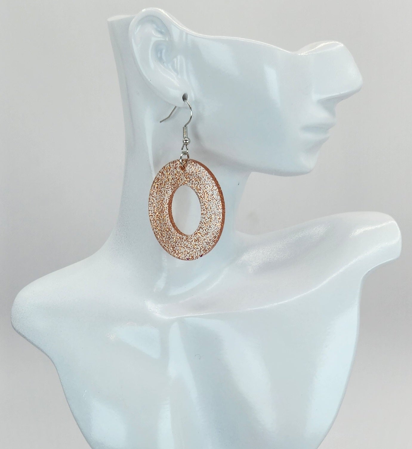 Orange Glitter Resin Hoop Earrings