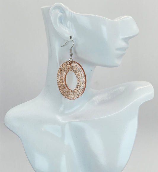 Orange Glitter Resin Hoop Earrings