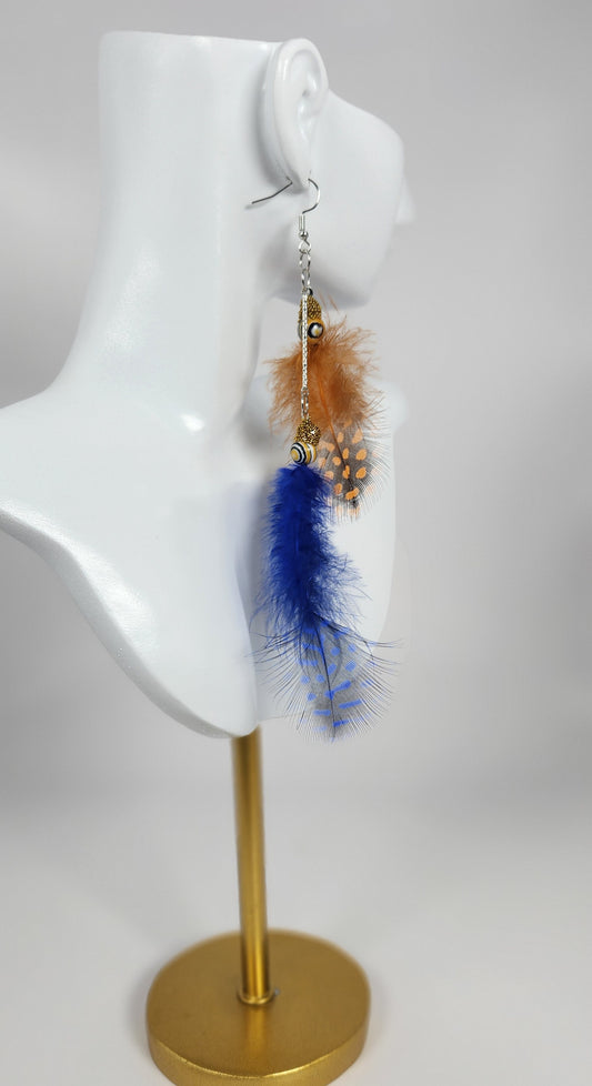 Over-The-Top Spotted Double Faux Feather Earrings