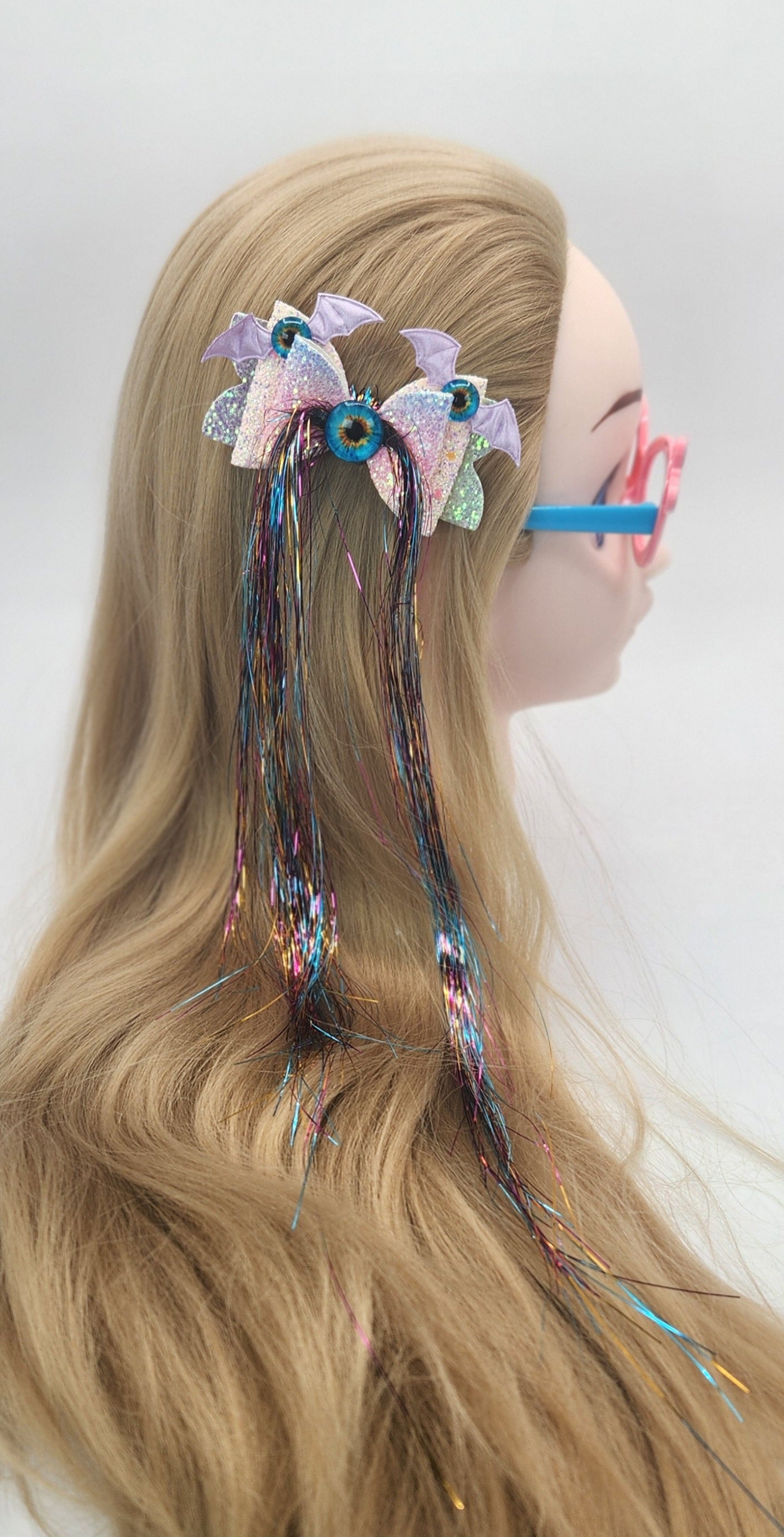 Tinsel Eye Hair Bow