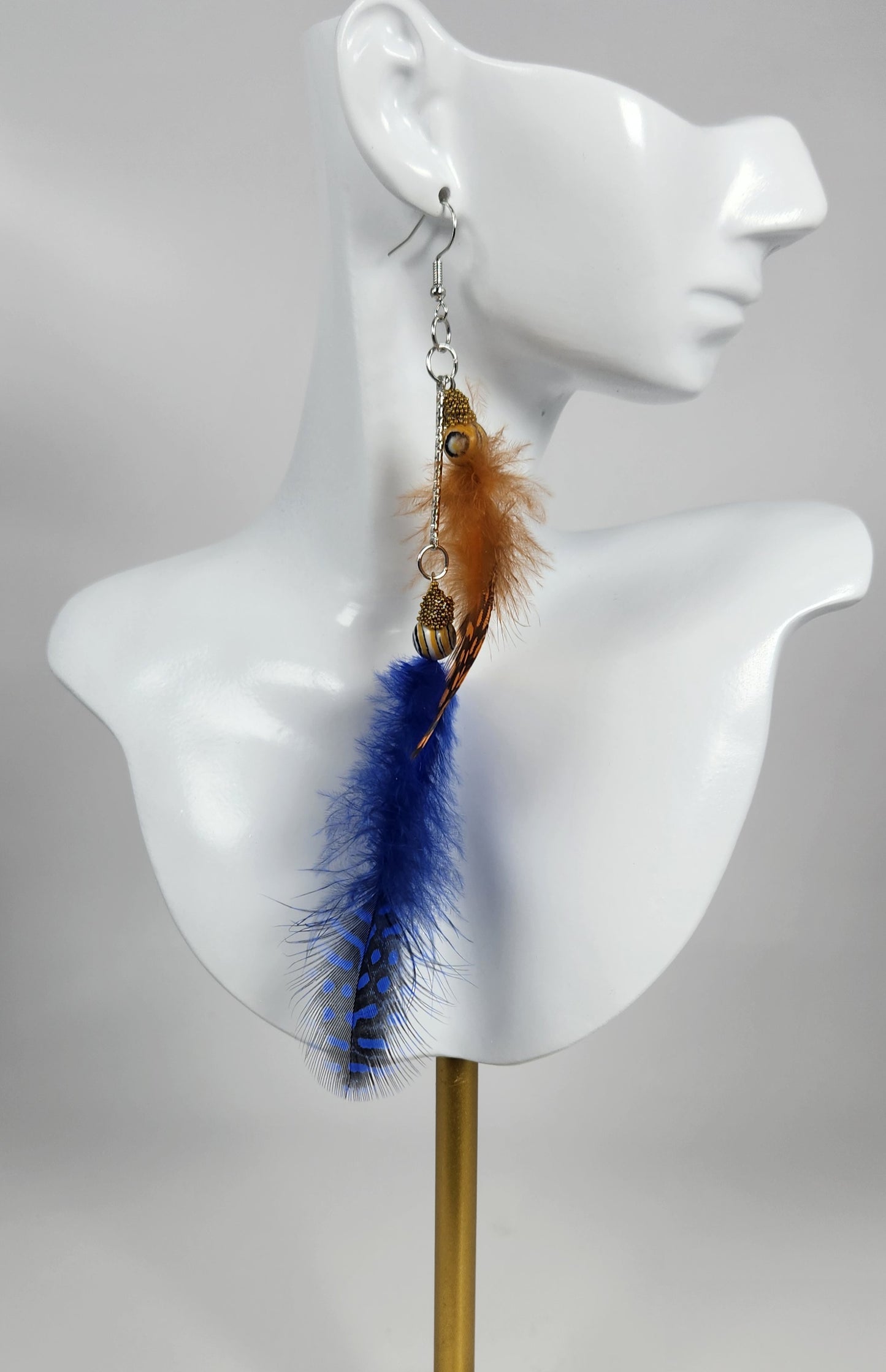 Over-The-Top Spotted Double Faux Feather Earrings