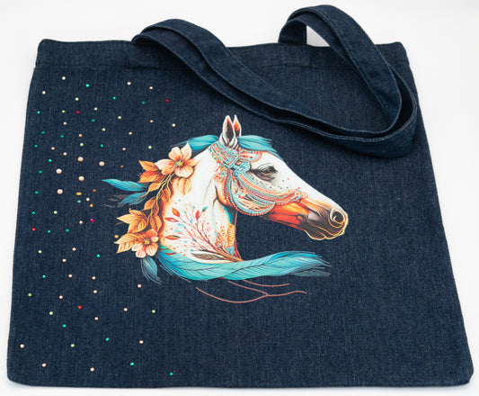 Free Spirited Horse Tote with Rhinestones