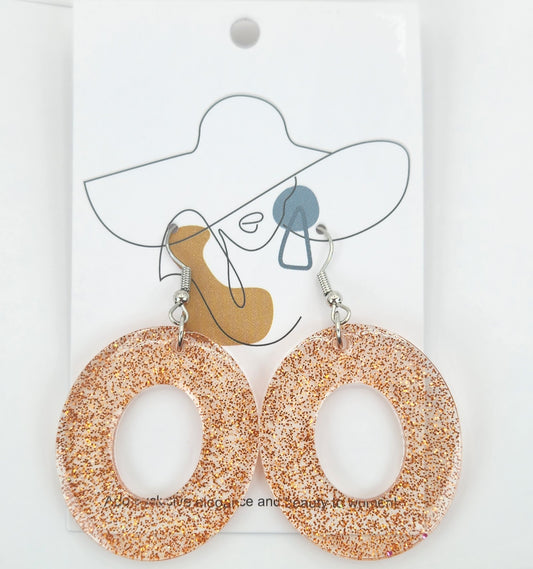 Orange Glitter Resin Hoop Earrings