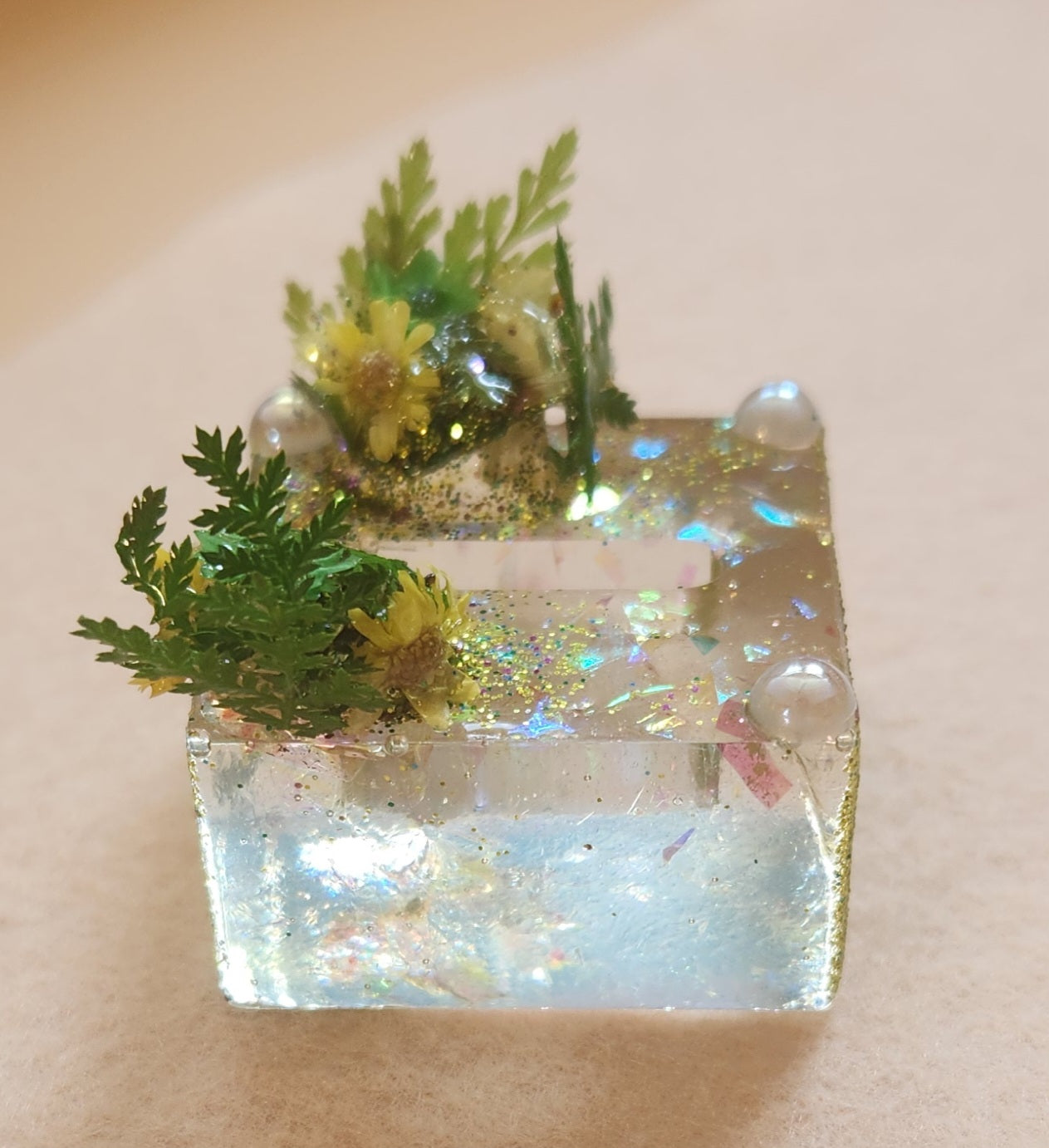 Nature's Shades of Green Resin Jewelry Dish set