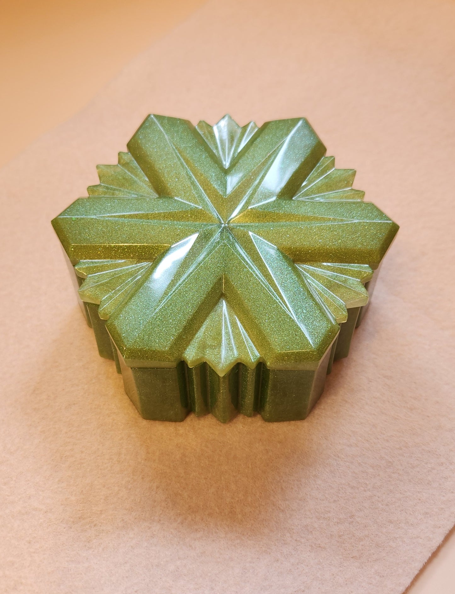 Nature's Shades of Green Resin Jewelry Dish set