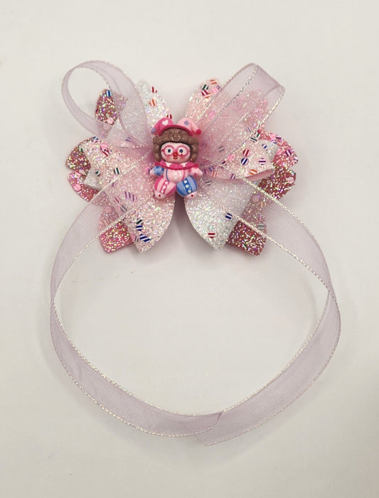 Pink Clown Hair Bow