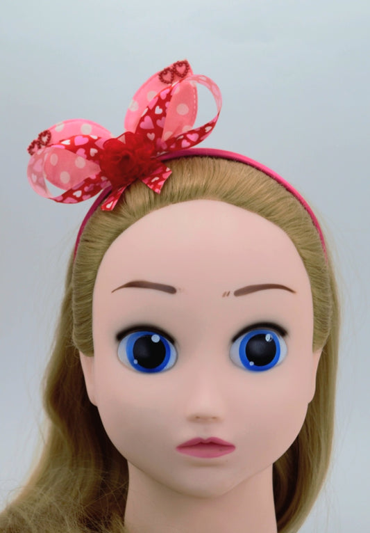 Polka-Heart Delight Hair Bow Headband