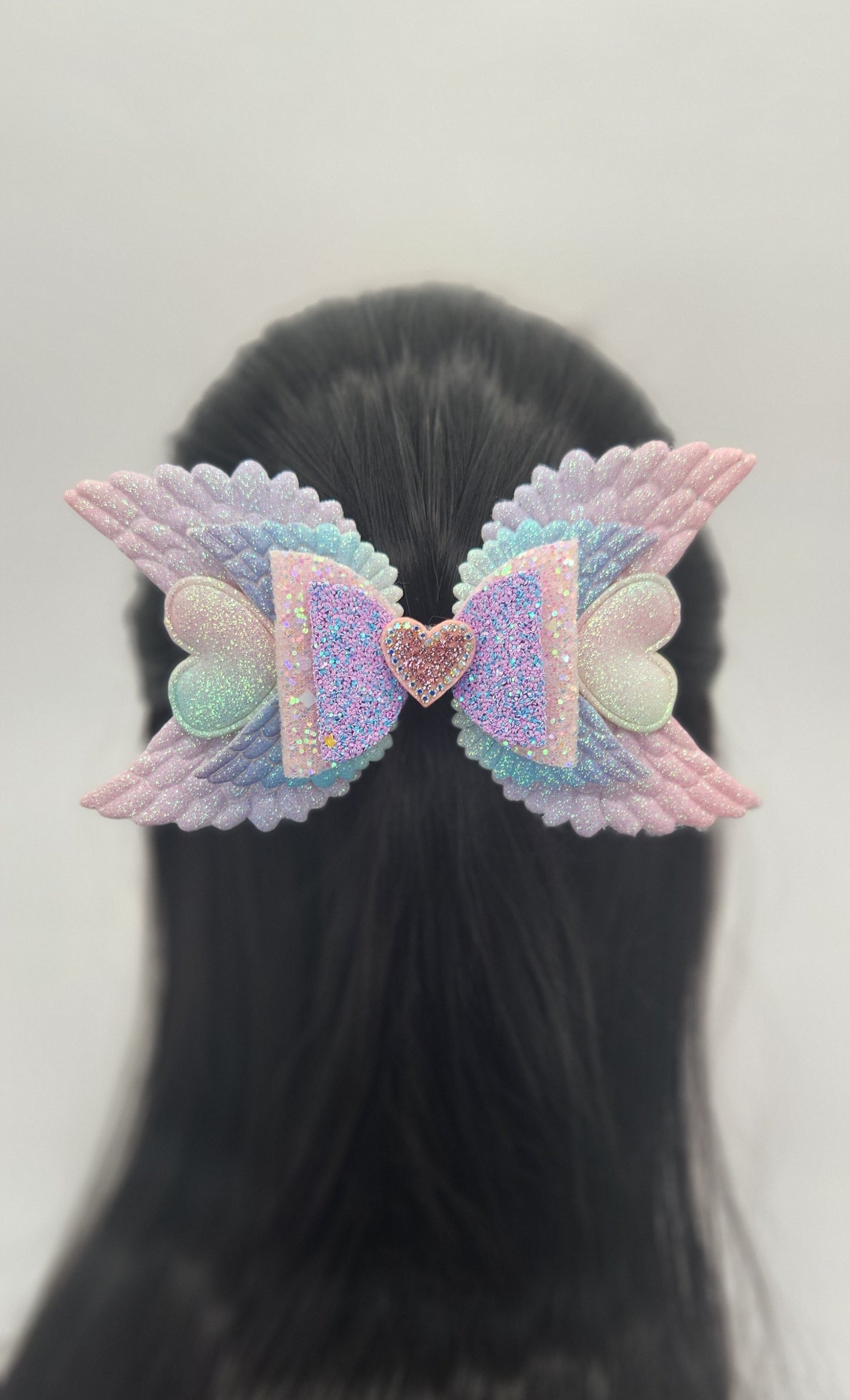 Lovely Hearts with Angel Wings Hair Bow