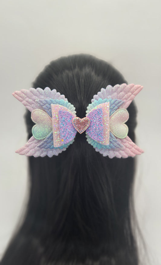 Lovely Hearts with Angel Wings Hair Bow