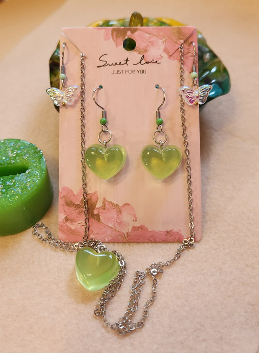 Nature's Shades of Green Resin Jewelry Dish set