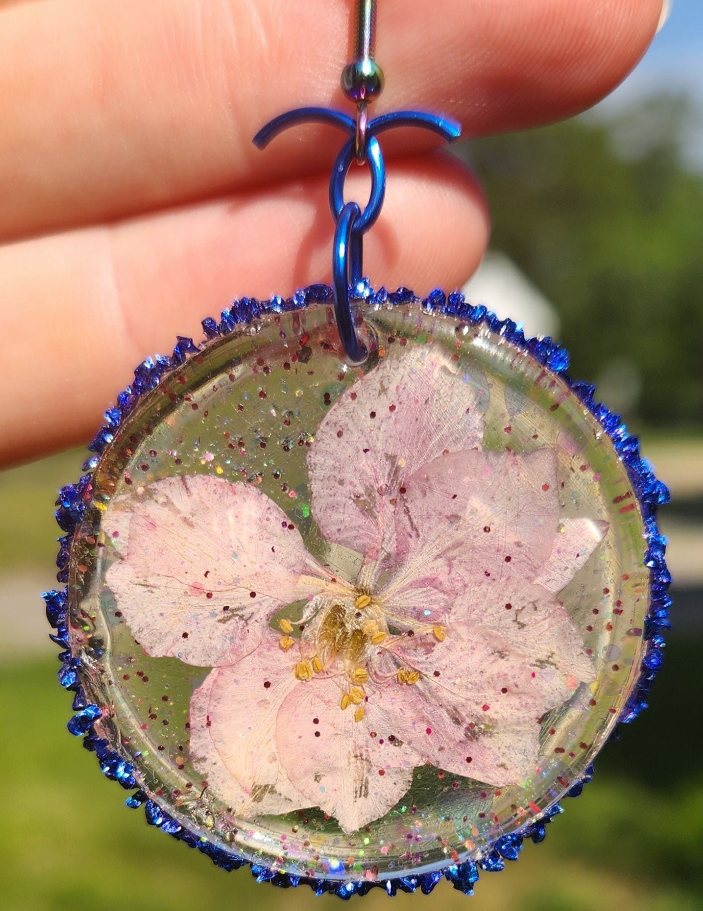 Pink Flower Beauty Resin Earrings