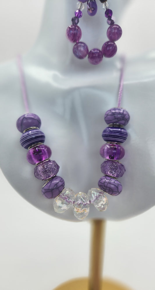 Purple Beaded Pizzazz Jewelry Set