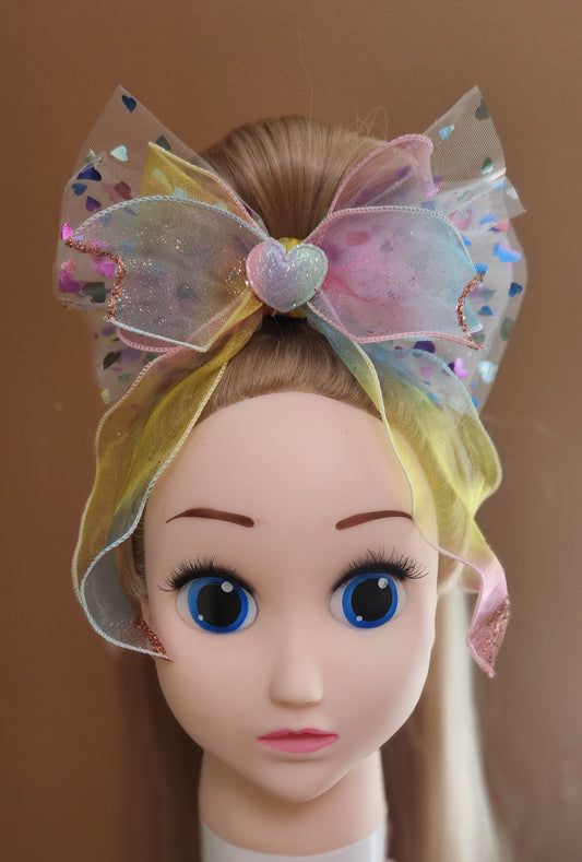OMG Adorable! Rainbow Colored Heart Hair bow