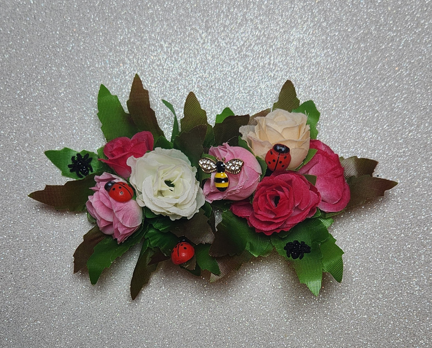 Rose and Insect Hair Artisanal Hair clip