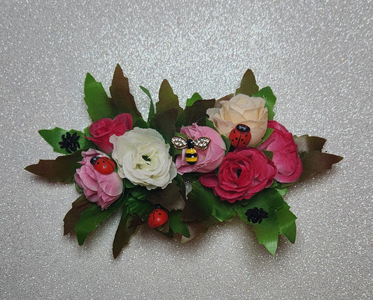 Rose and Insect Hair Artisanal Hair clip
