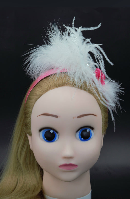 Alluring Vintage Pink Headband with Faux Feathers