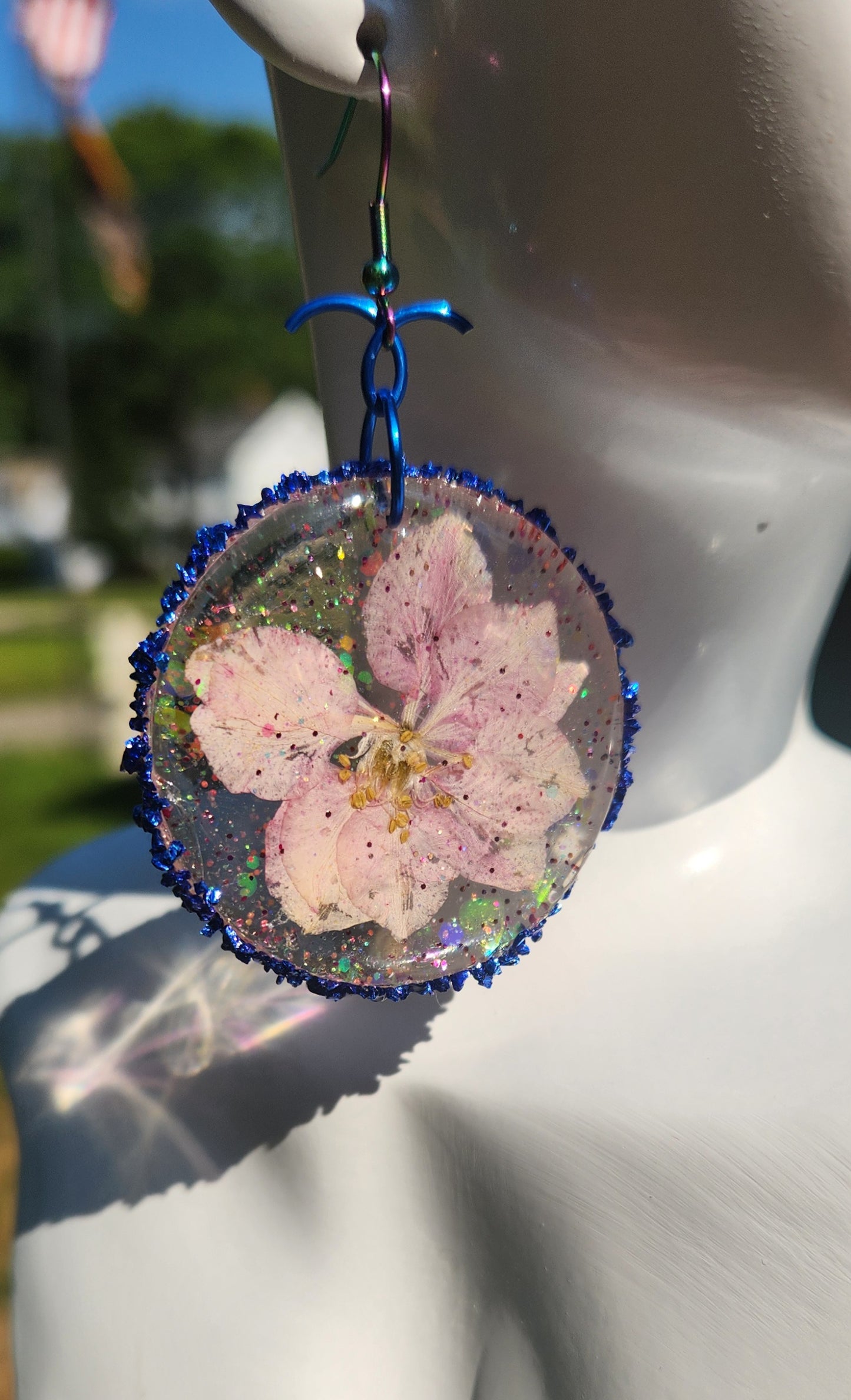 Pink Flower Beauty Resin Earrings