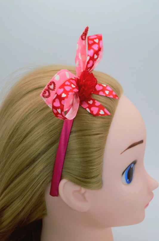 Polka-Heart Delight Hair Bow Headband