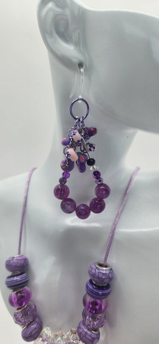 Purple Beaded Pizzazz Jewelry Set