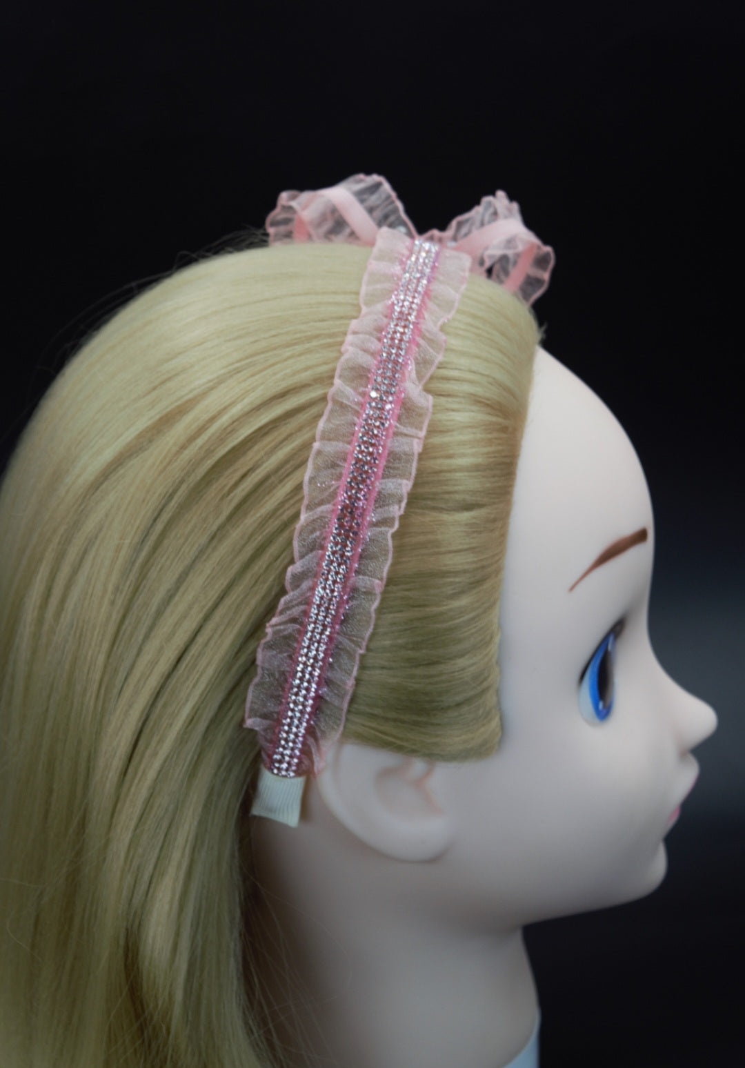 Pink Mini Mouse Lace Headband w/ Rhinestones