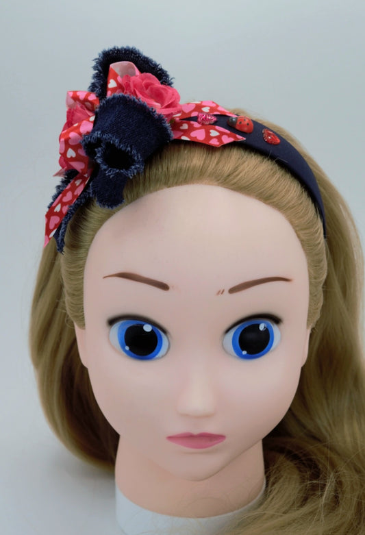 Rose Heart Denim Delight Headband