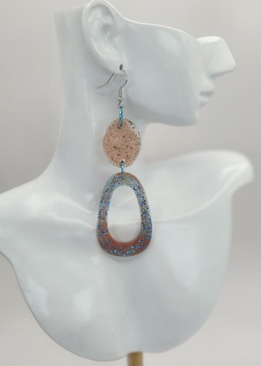 Resin Gold and Blue Fashion Jewelry Heart Set