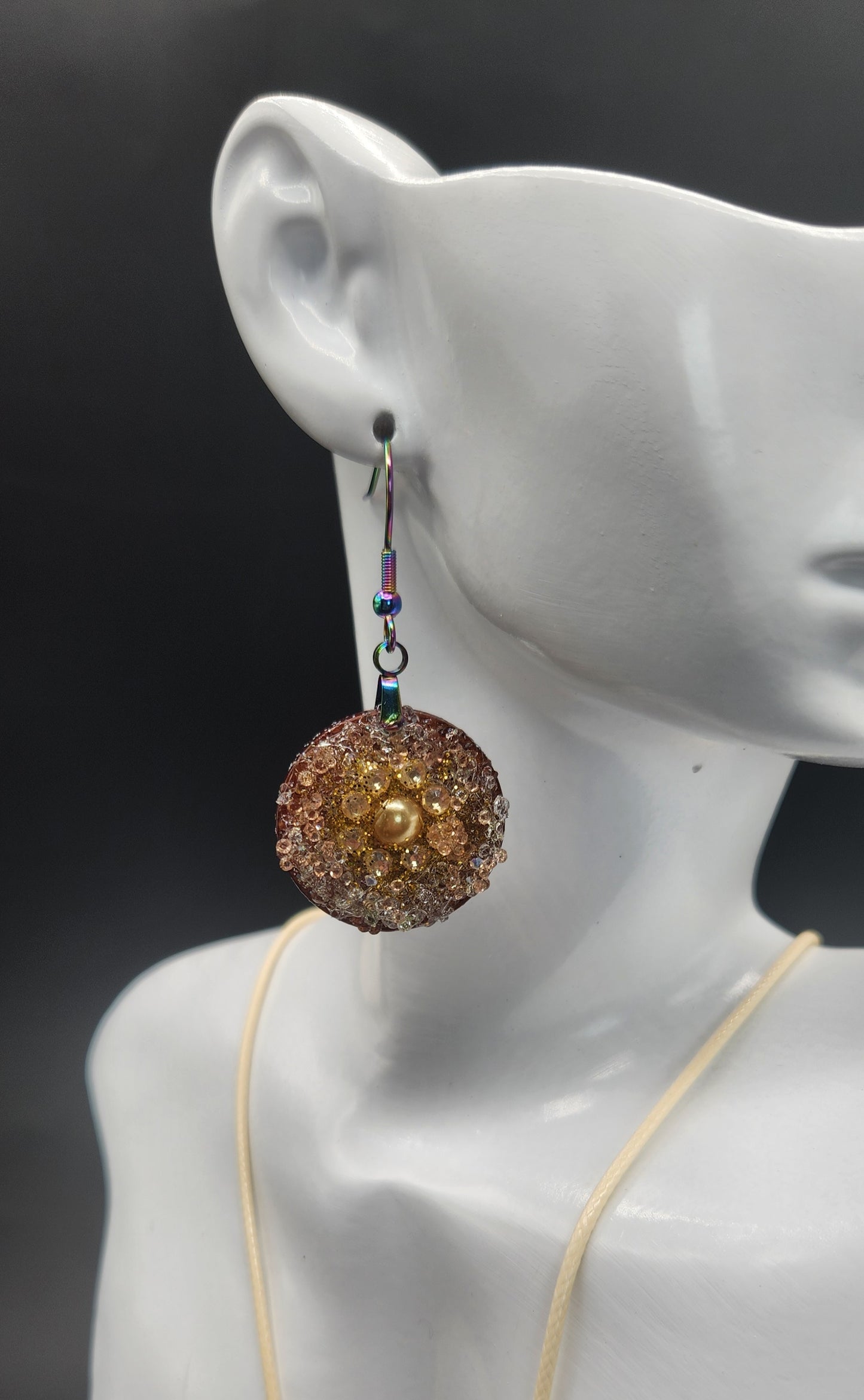 Resin Iridescent Gold Heart Fashion Jewelry Set