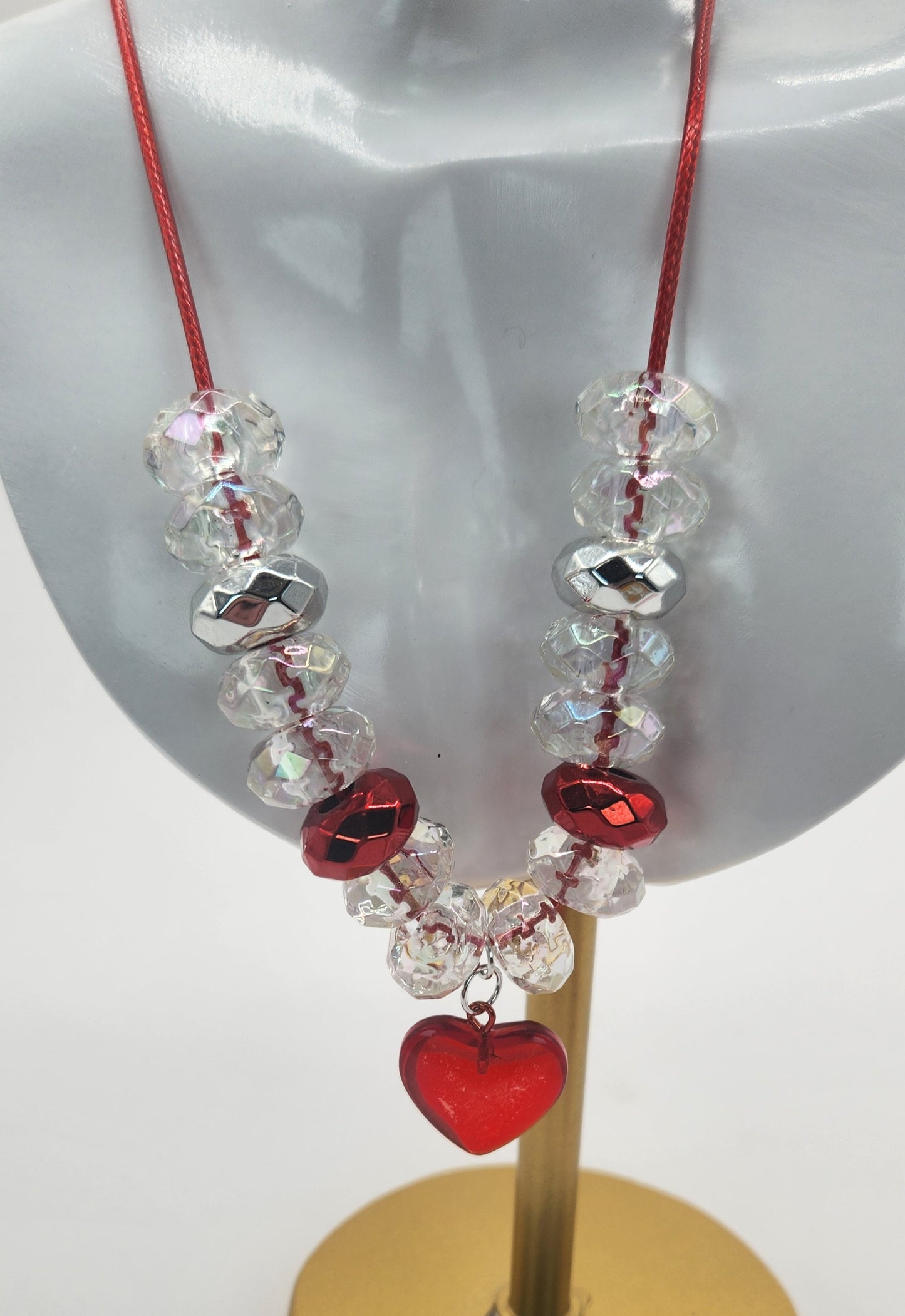 Sexy Red Glass Heart Jewelry Set