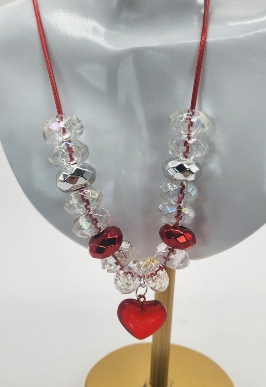 Sexy Red Glass Heart Jewelry Set