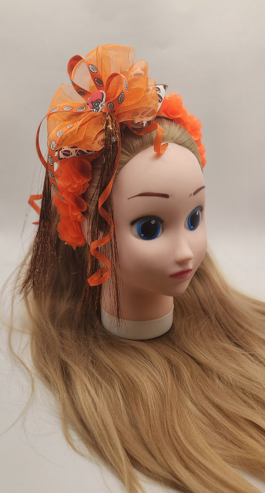 Orange and Brown Footbal Theme Artisanal Headband
