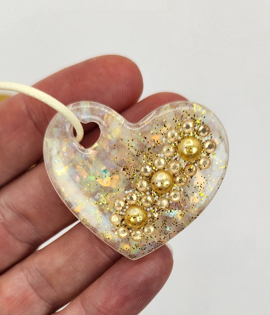 Resin Iridescent Gold Heart Fashion Jewelry Set