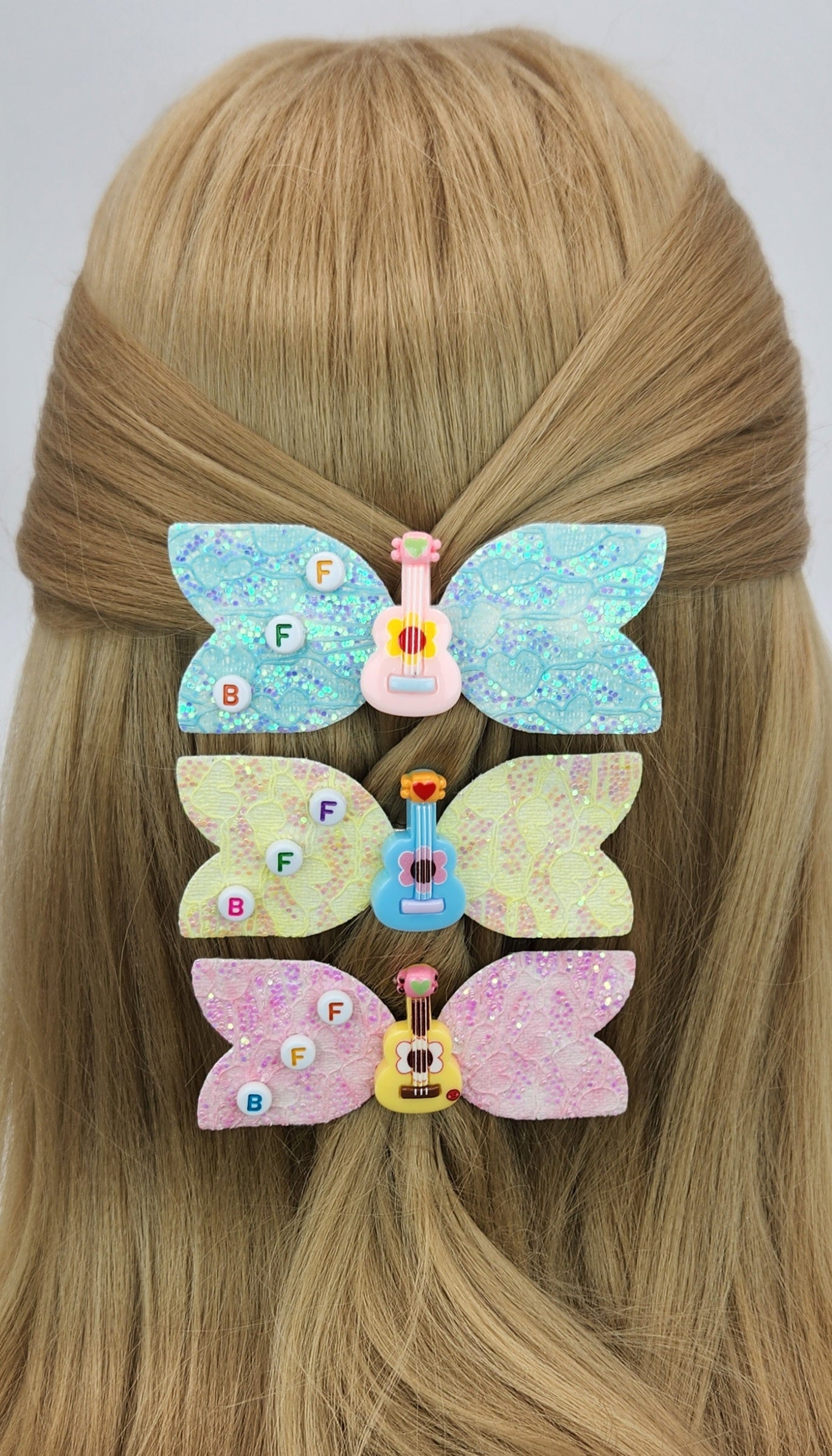 BFF Girly Guitar Hair Clip Set