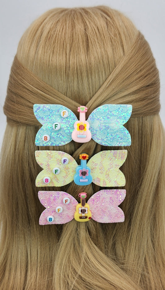 BFF Girly Guitar Hair Clip Set
