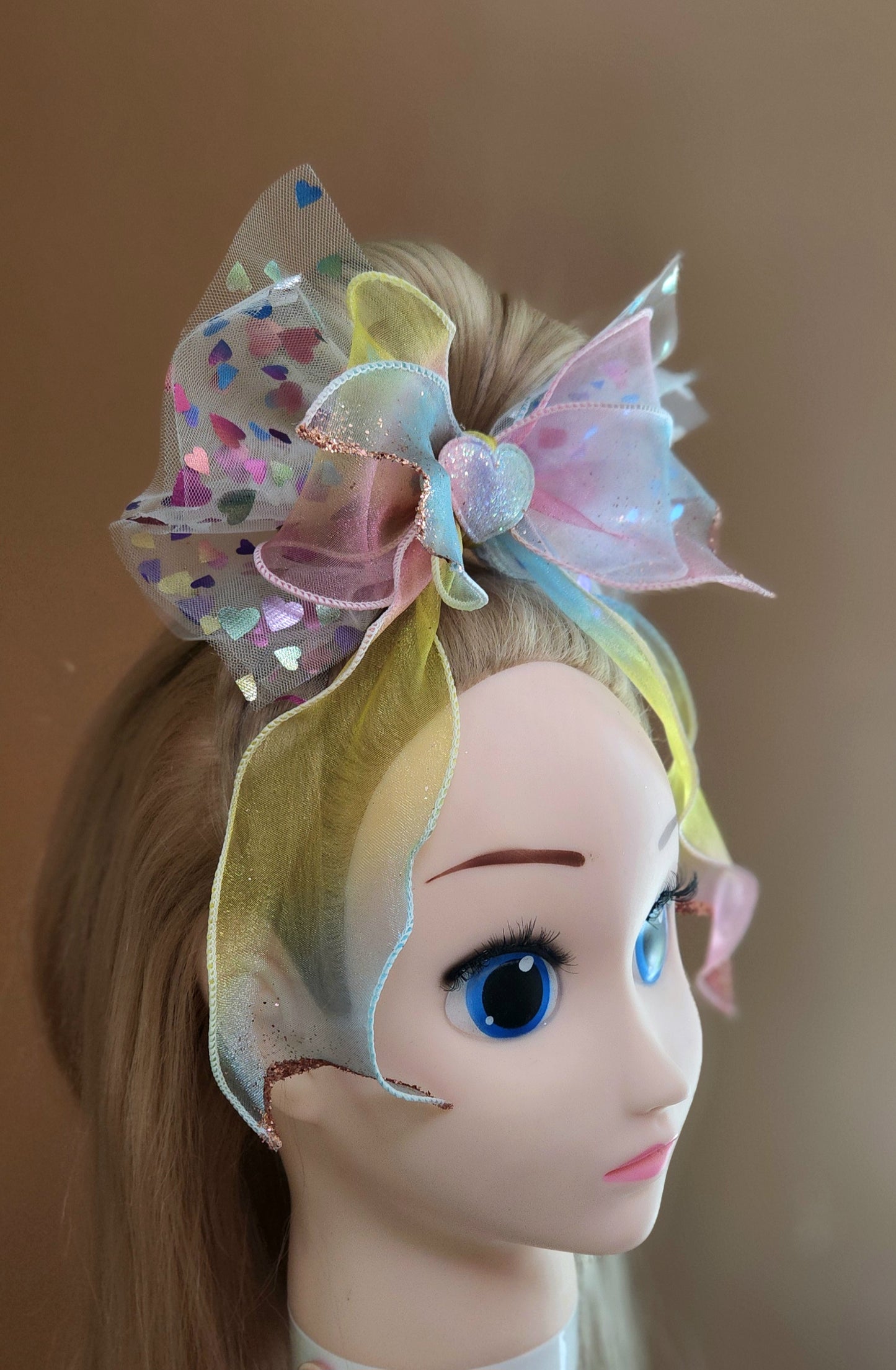 OMG Adorable! Rainbow Colored Heart Hair bow
