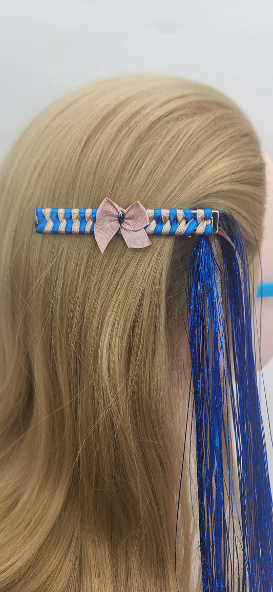 Iridescent Blue Tinsel Hair Clip