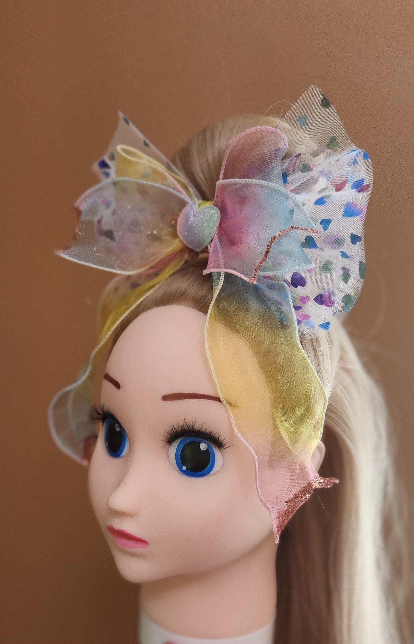 OMG Adorable! Rainbow Colored Heart Hair bow