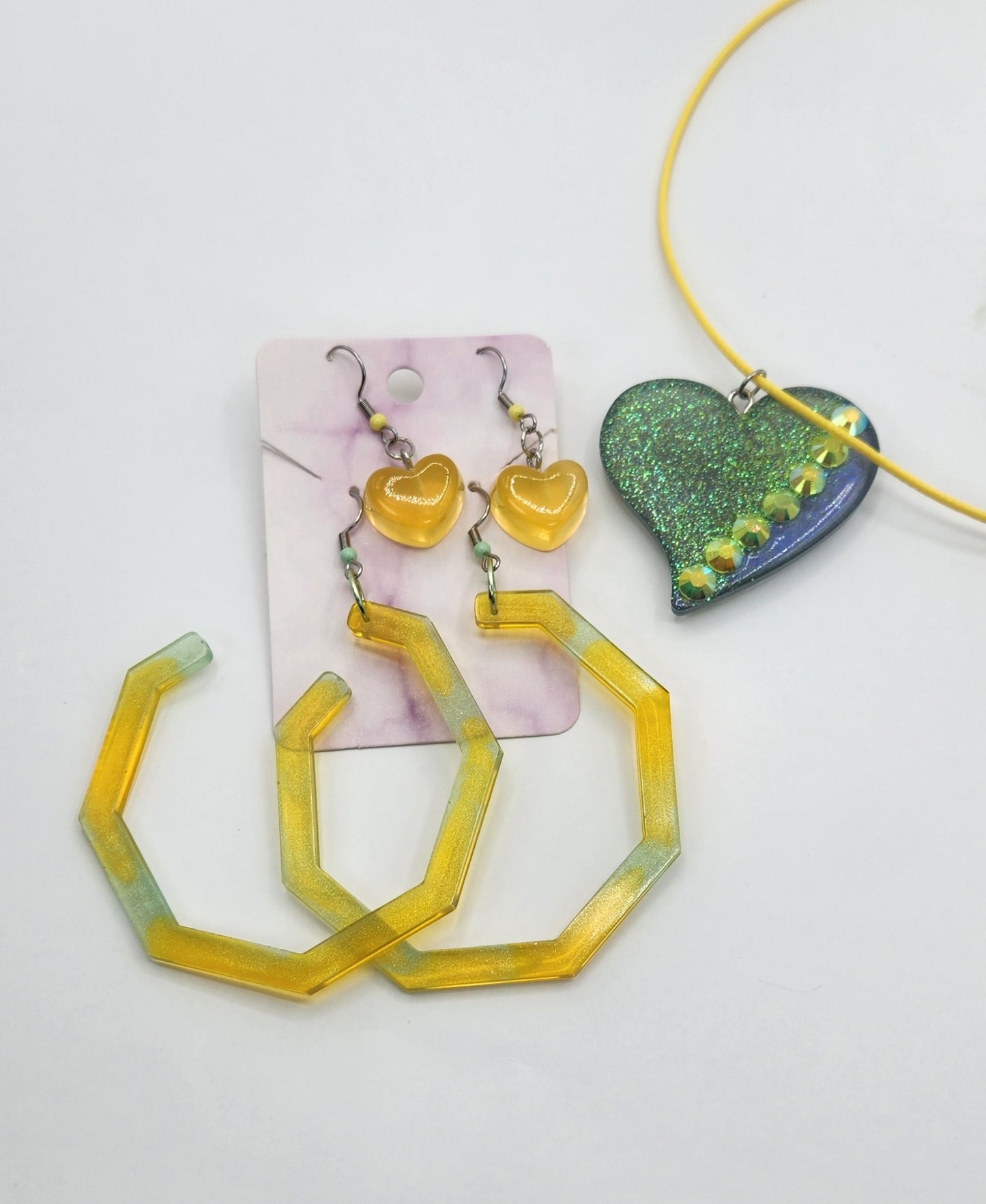 Resin Double Heart Fashion Jewelry Set